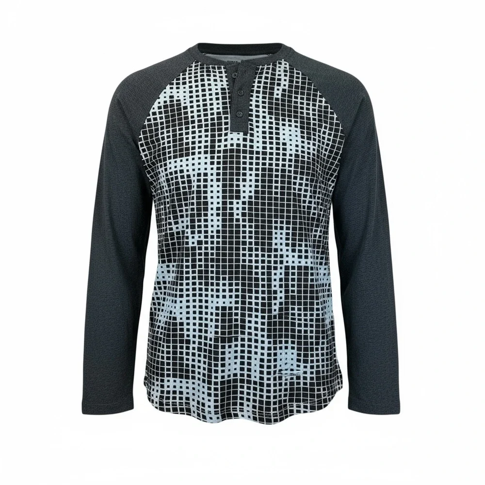 Epic Threads Kids Henley Gray and White Long Sleeve T-Shirt | Size Youth XL